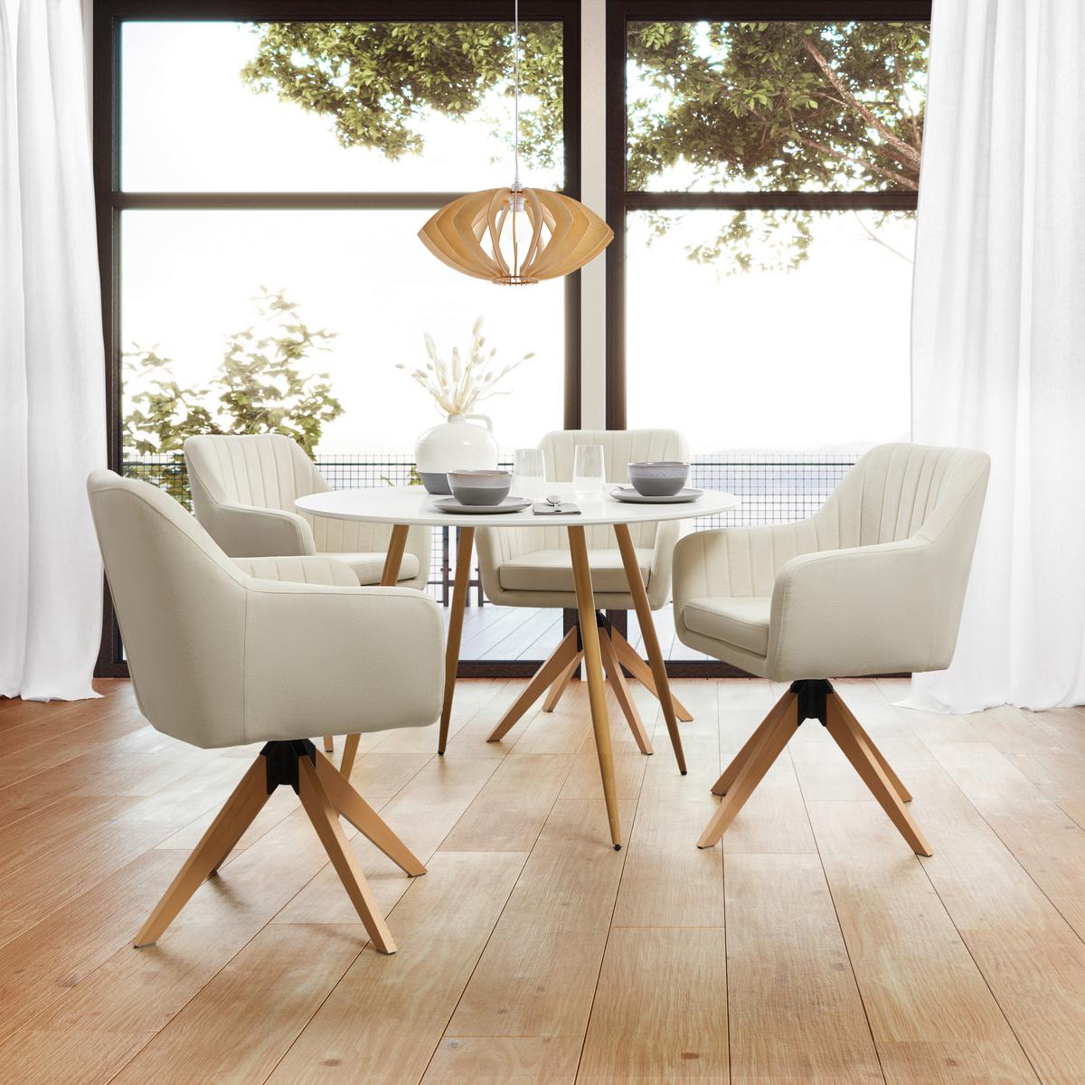 Jedilna Miza John, Bela, Ø 110 Cm - barve hrasta/bela, Moderno, kovina/les (110/110/76cm) - Bessagi Home