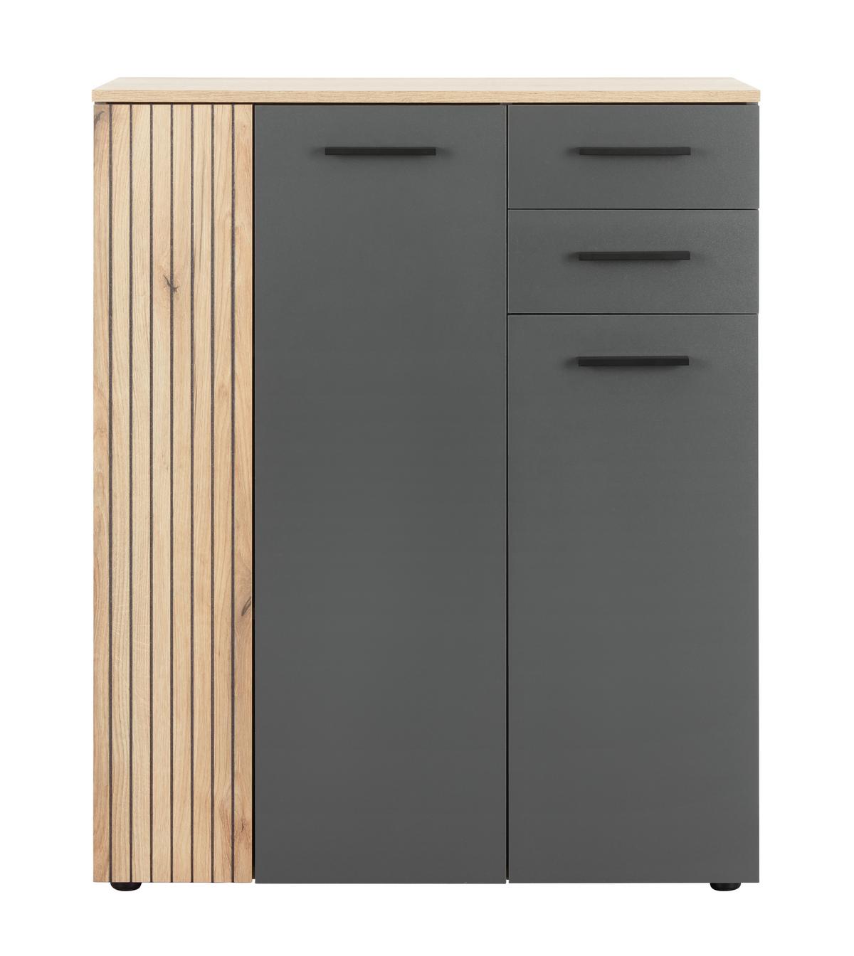 Ormar Za Cipele Cadix - boje hrasta/crna, Moderno, drvni materijal/plastika (90/110/36cm) - Modern Living