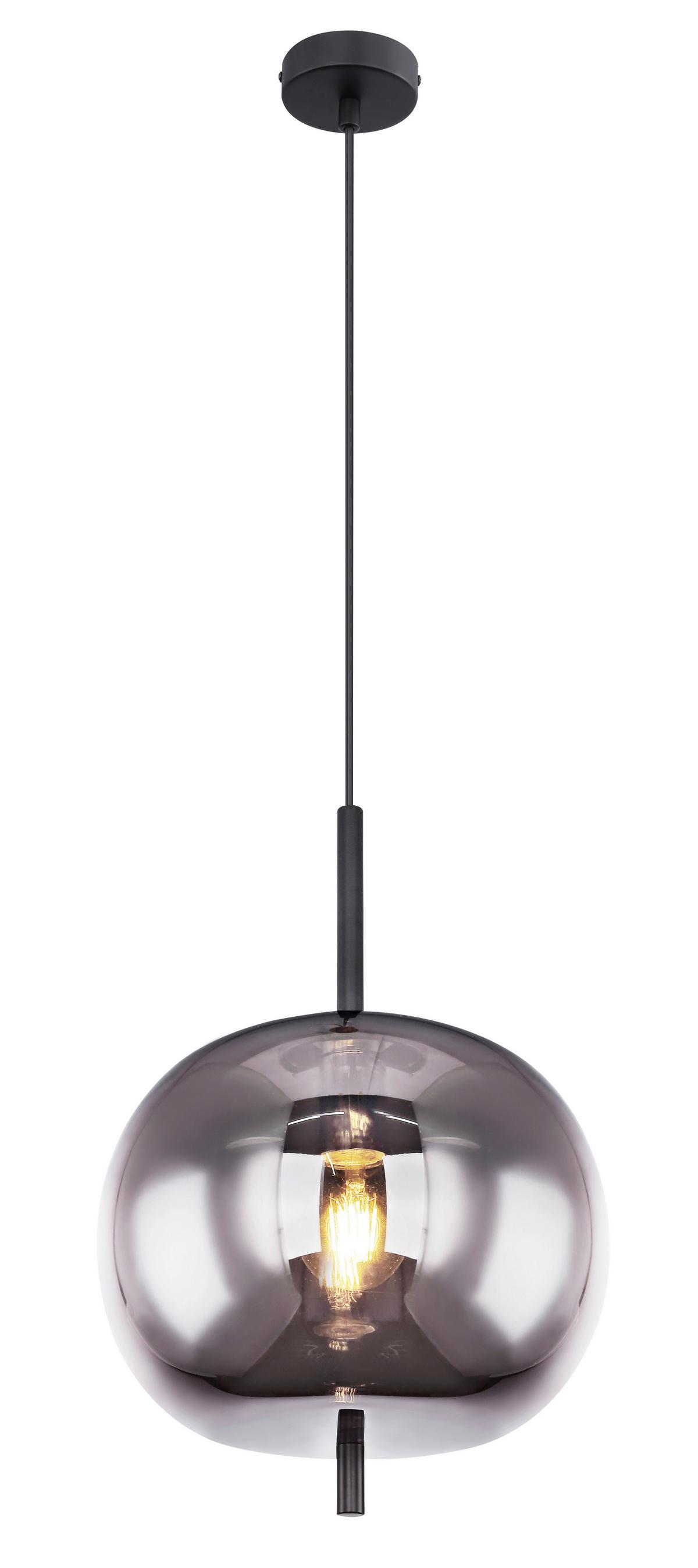 Hängeleuchte Jeanette in Schwarz max. 60 Watt - Schwarz, Modern, Glas/Metall (30/120cm) - Premium Living