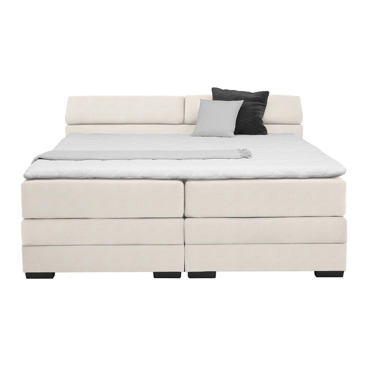 Boxspringbett Sevilla Beige ca. 180x200cm - Beige/Schwarz, KONVENTIONELL, Holz/Kunststoff (180/200cm) - Premium Living