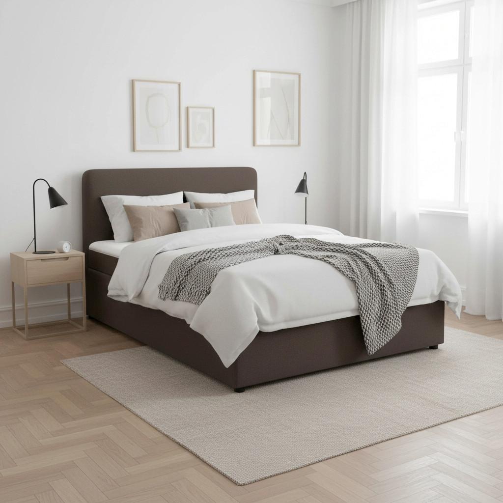 Boxbett Marco Braun ca. 140x200 cm - Schwarz/Braun, MODERN, Holz/Kunststoff (140/200cm) - Bessagi Home