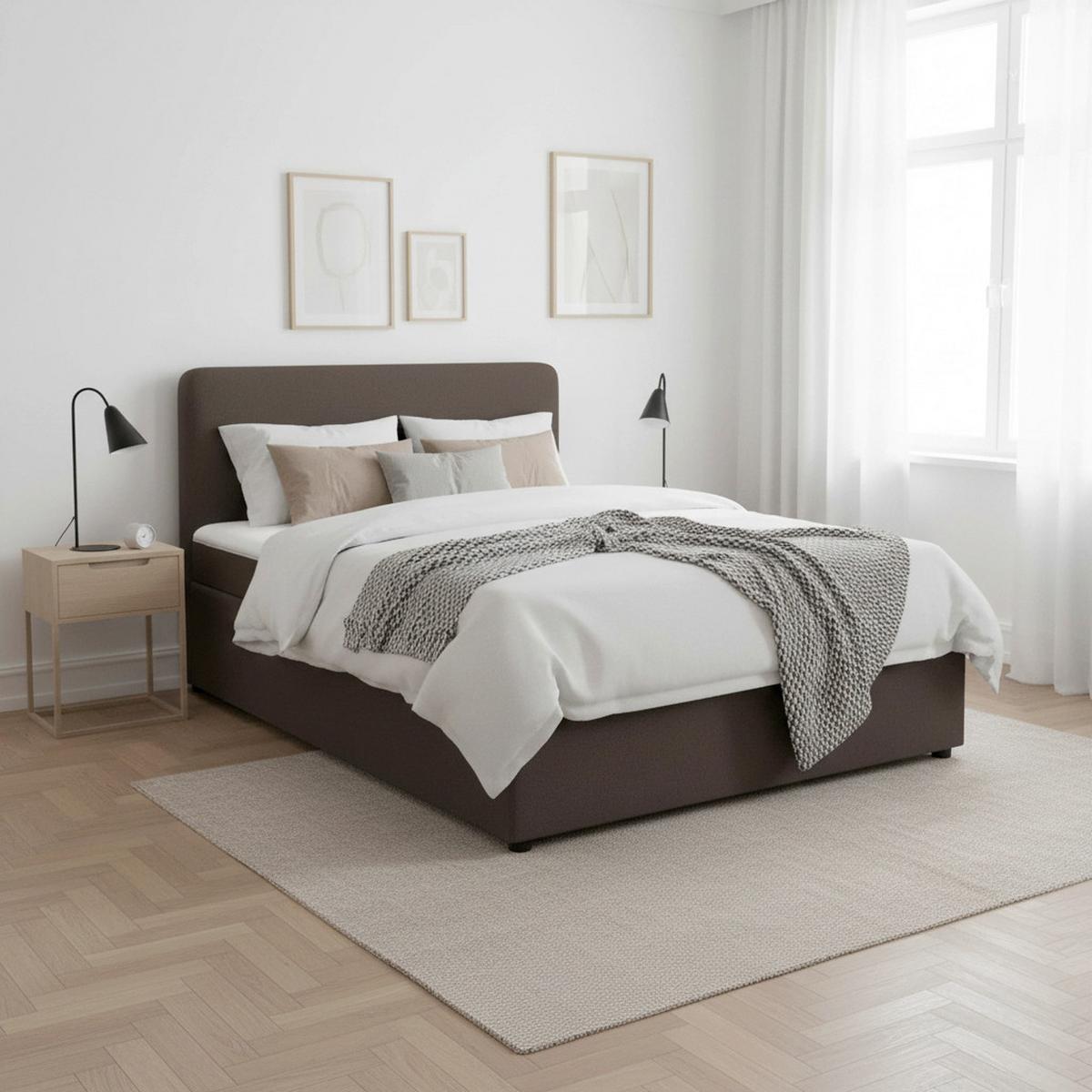 Boxbett Marco Braun ca. 140x200 cm - Schwarz/Braun, MODERN, Holz/Kunststoff (140/200cm) - Bessagi Home