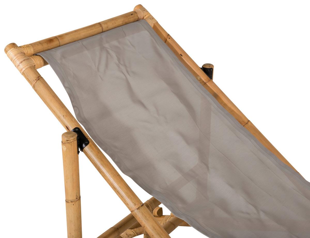 Strandsessel Cane Bambus Rattan ca. 73x79 cm - Grau, KONVENTIONELL, Holz/Textil (73/79/73cm) - Gardenson