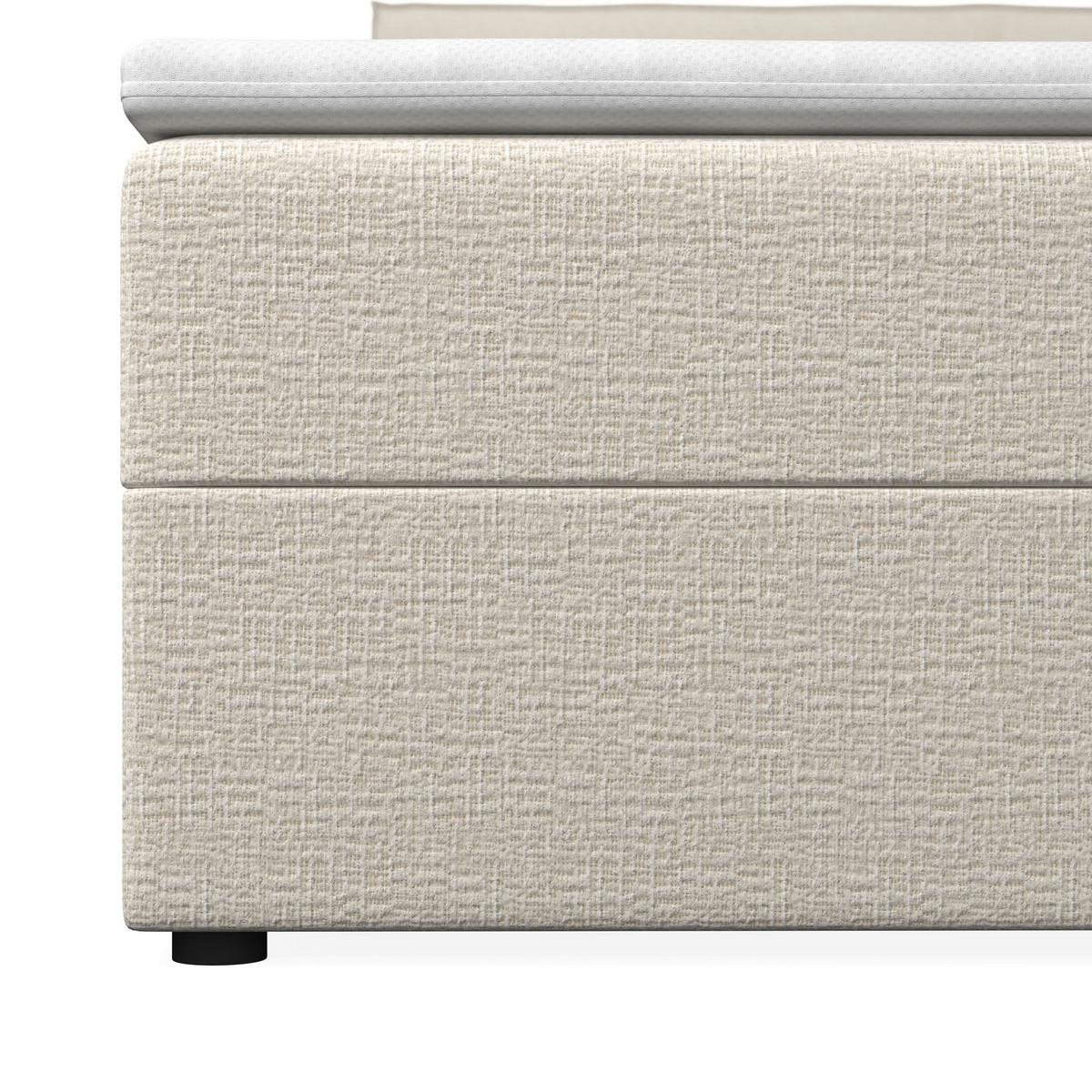Boxbett Imola ca. 180x200 cm Creme inkl. Topper - Creme/Schwarz, Modern, Holz/Kunststoff (180/200cm) - Bessagi Home