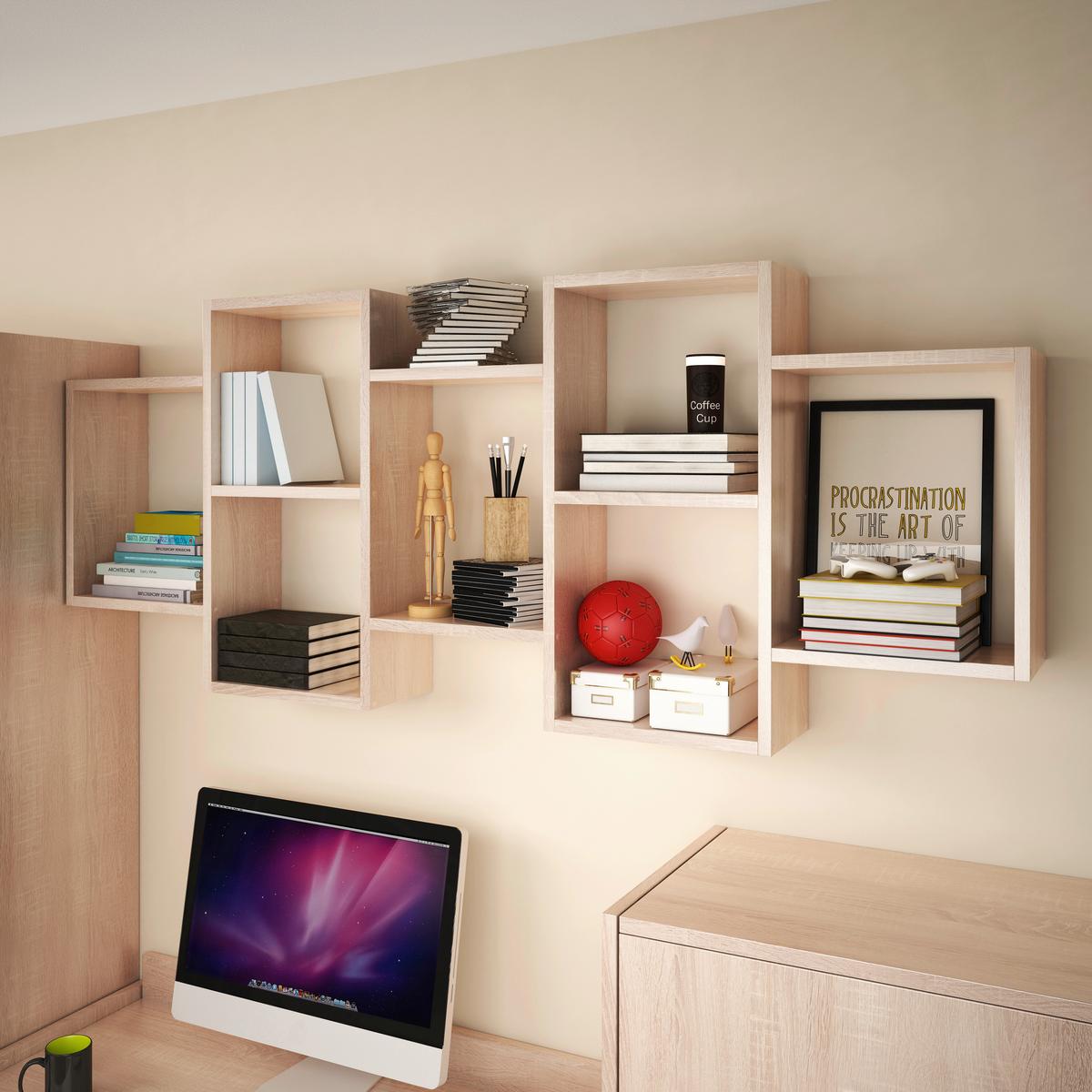 Stenski Regal Trio, Barva Hrasta - hrast sonoma, Basics, leseni material (160,8/65/18cm) - P & B