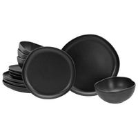 Tafelservice Natura Organic Schwarz, 12-teilig - Schwarz, Basics, Keramik - Creatable