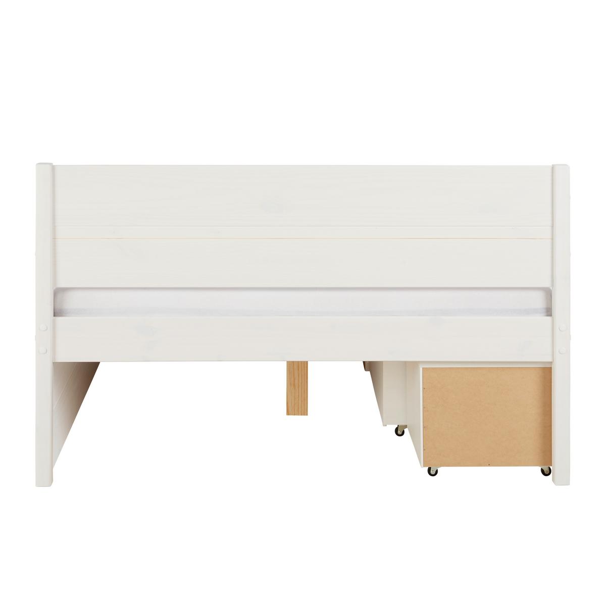 Stauraumbett Efektivo in Weiß ca. 140x200cm - Weiss/Naturfarben, Konventionell, Holz (140/200cm) - Zandiara