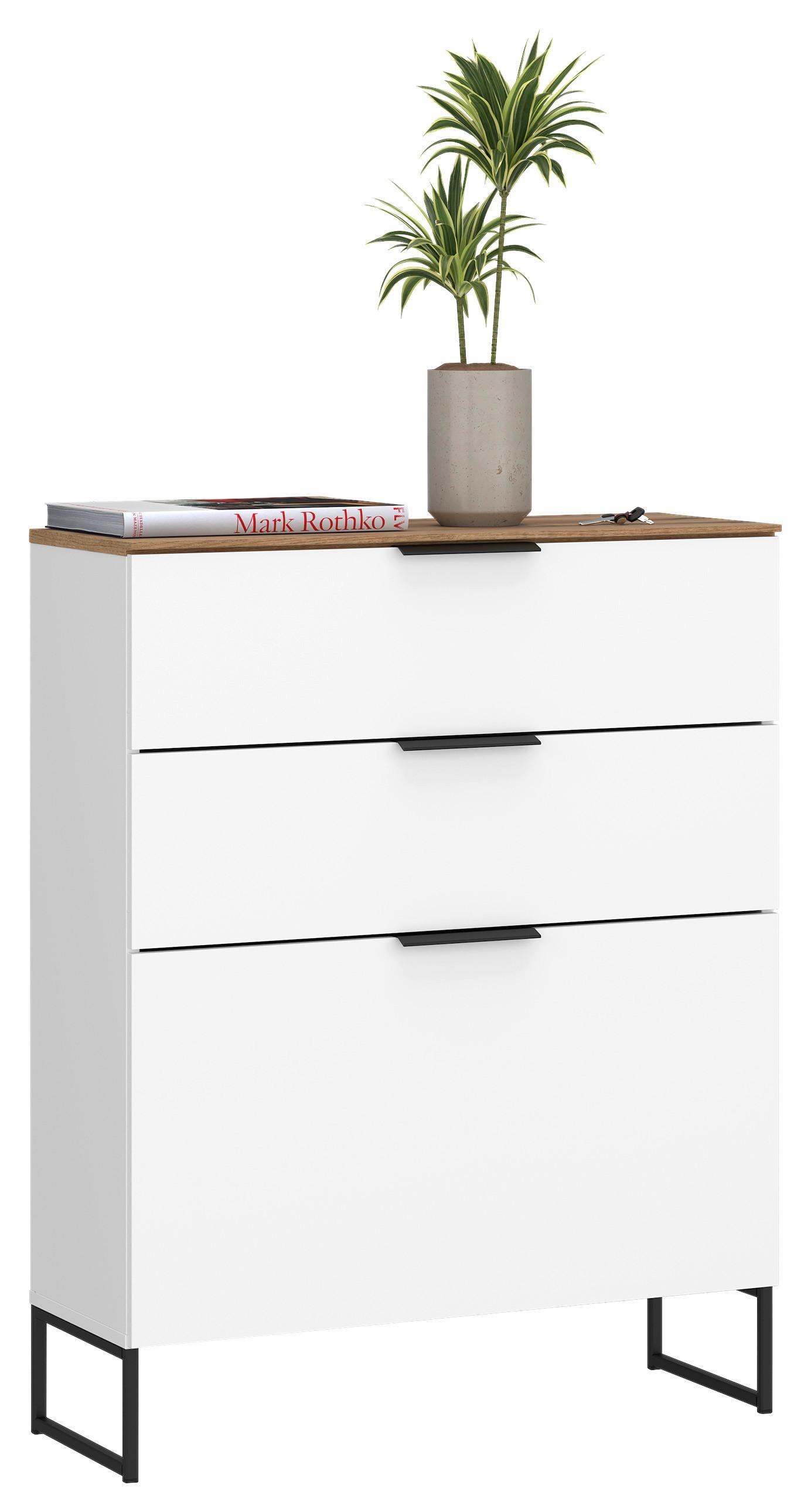 Ormarić Za Cipele Aladin - bijela/boje hrasta, Moderno, drvni materijal/metal (80/105/35cm) - Modern Living