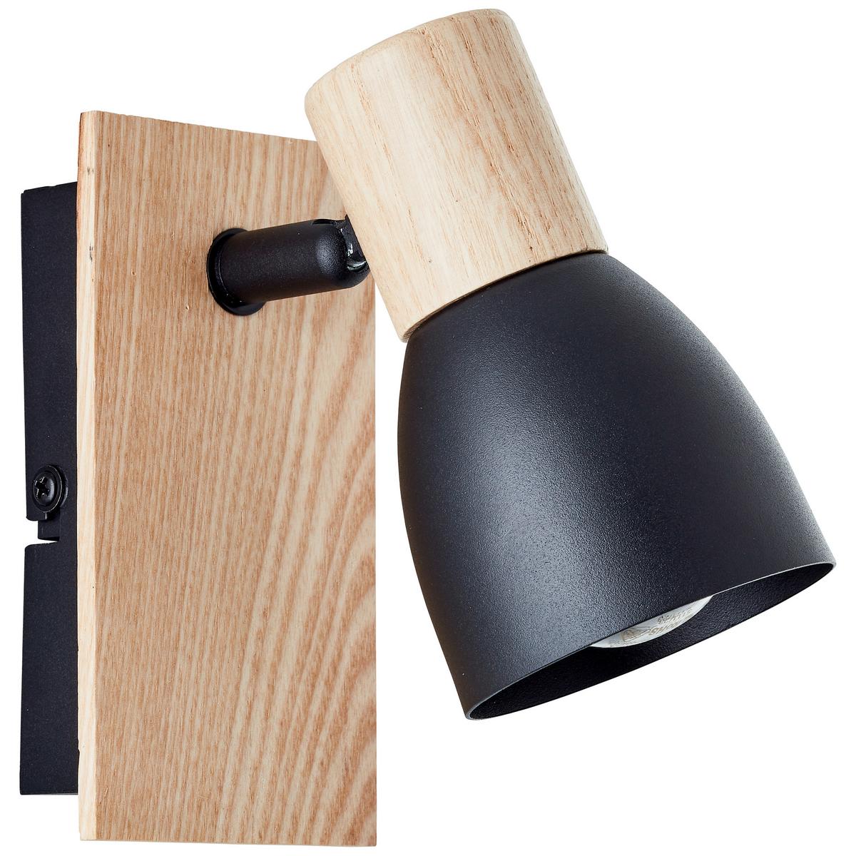 Strahler Daintree Schwarz/Natur max. 28 Watt - Schwarz/Naturfarben, Basics, Holz/Metall (14/7cm) - Brilliant