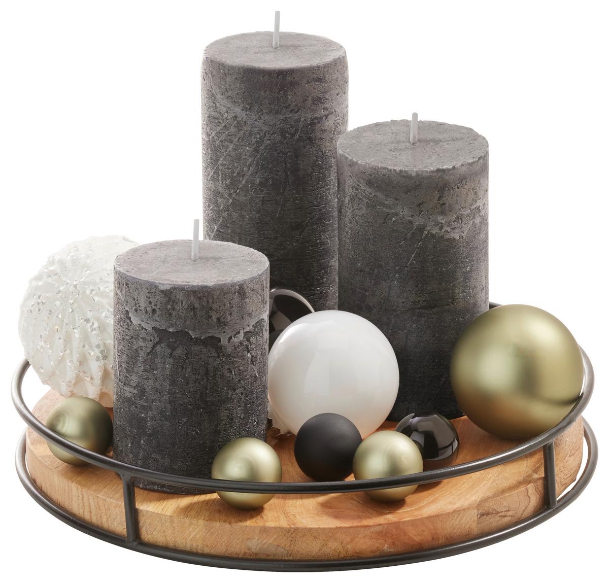 Dekotablett Opura II Braun/Schwarz - Schwarz/Braun, MODERN, Holz/Metall (26/4cm) - Premium Living