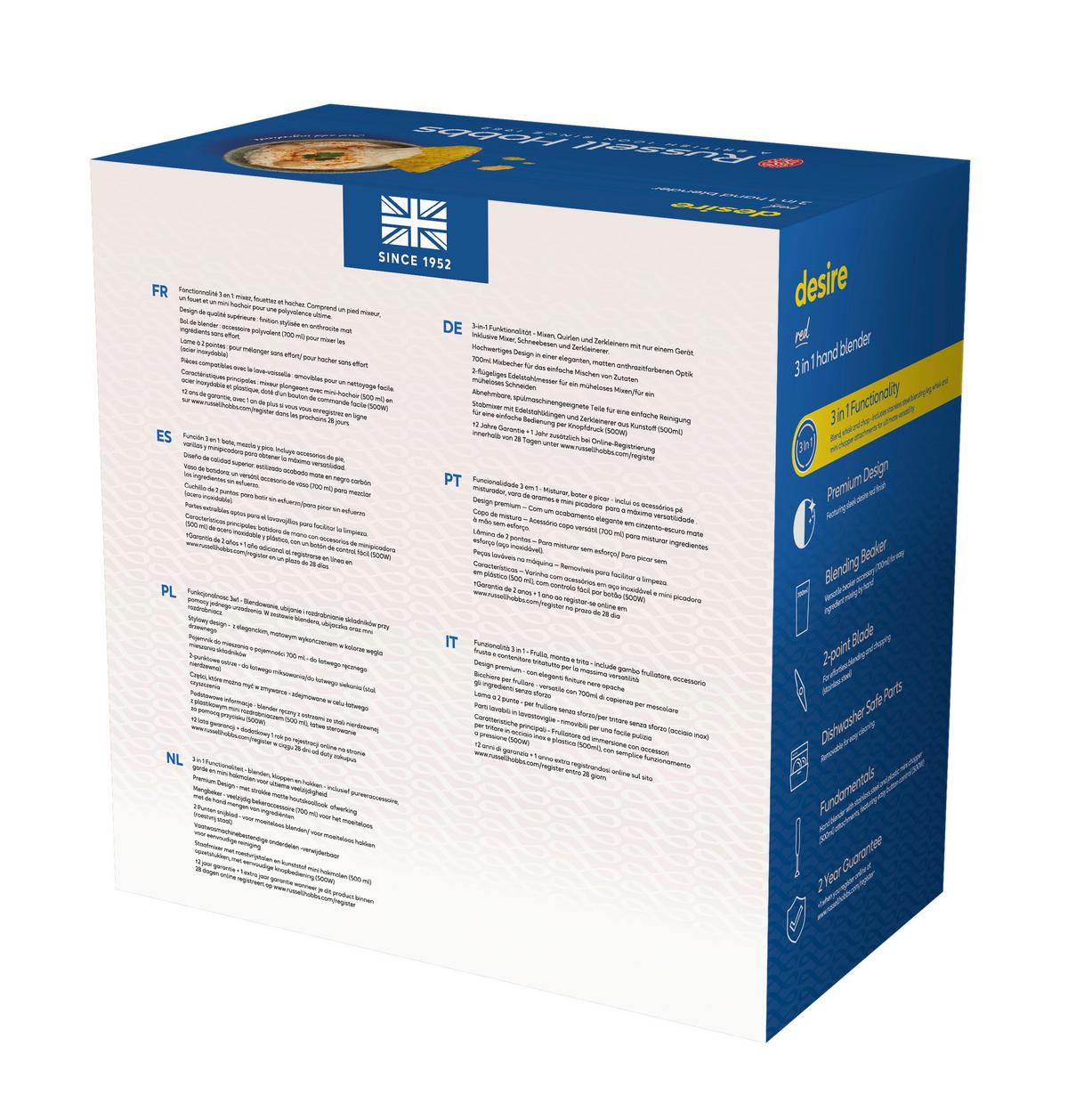 Botmixerszett Russell Hobbs Desire Red - piros, Modern, műanyag (5/41cm) - Russell Hobbs