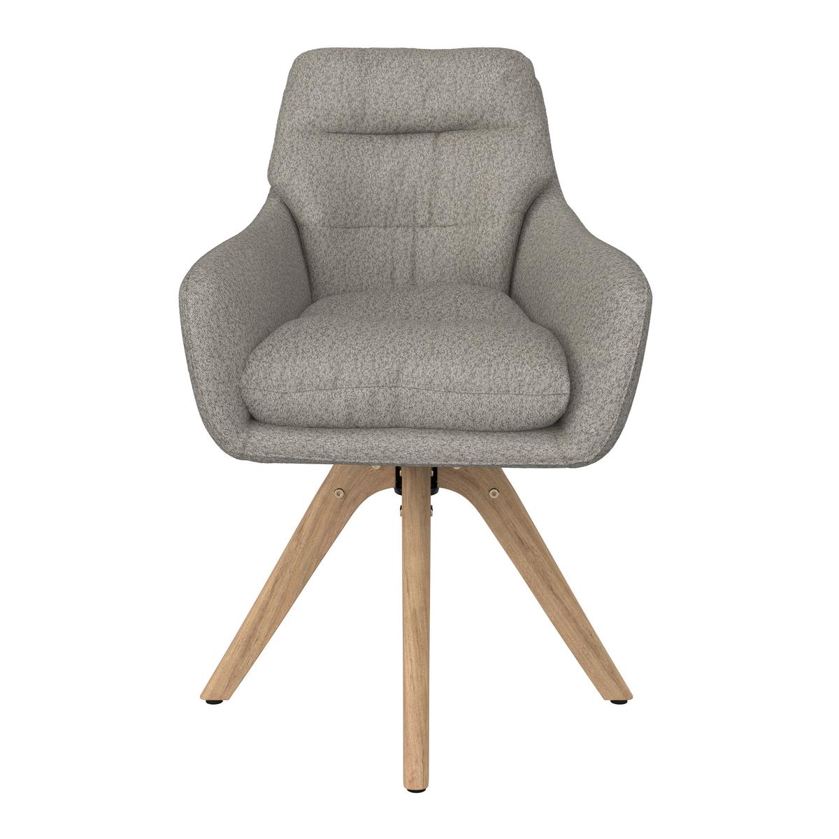 Armlehnstuhl Juana Hellgrau Bouclé Drehbar Gepolstert - Beige/Hellgrau, MODERN, Holz/Textil (61/93/65cm) - Bessagi Home