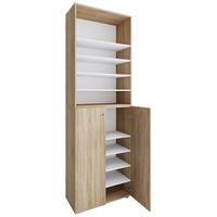 Schuhschrank LONA Sonoma Eiche ca. 70x220x40 cm - Silberfarben/Schwarz, Design, Holzwerkstoff/Kunststoff (70/220/40cm) - MID.YOU