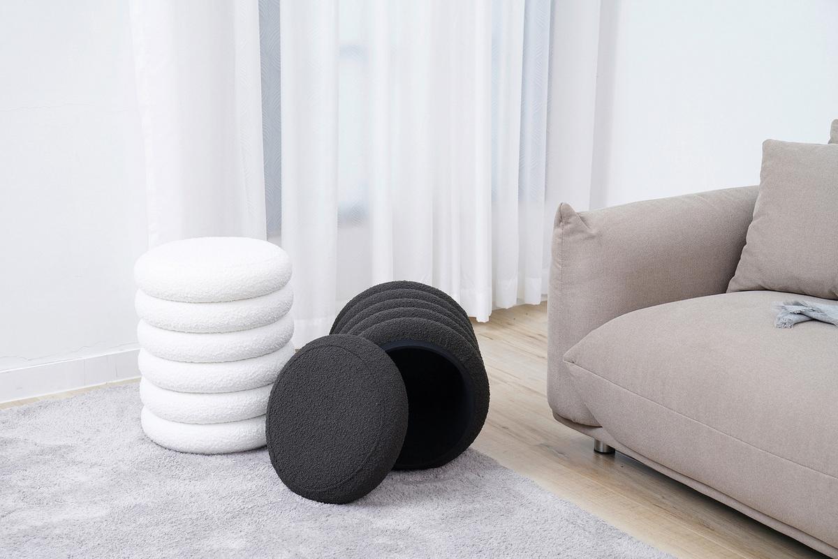 Tabure Bouclé, Bela - bela, Moderno, tekstil (38/45cm) - Livetastic