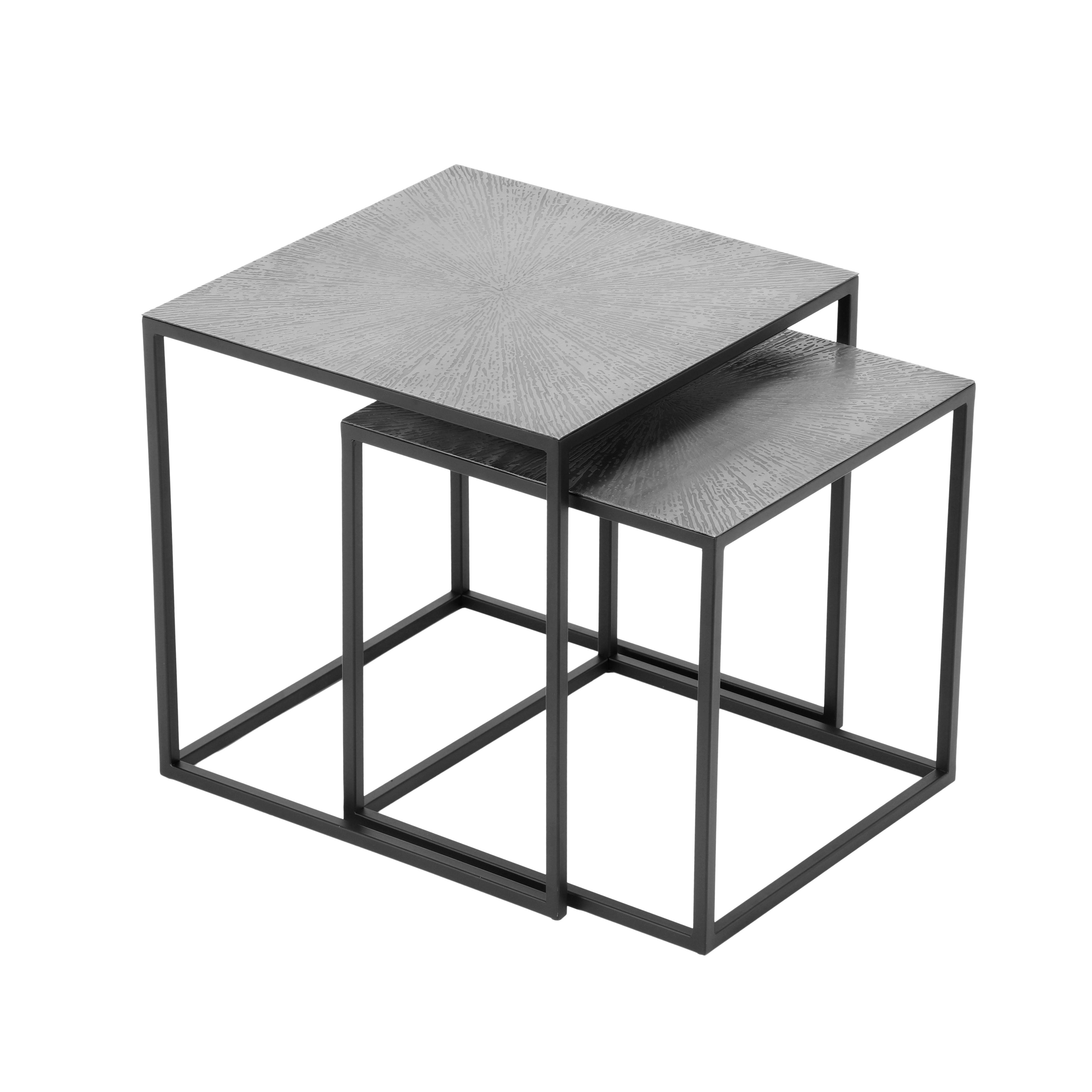 ZESTAW STOLIKÓW BOCZNYCH HIRA - kolor srebrny/czarny, Modern, metal (35-40/35-40/35-40cm)
