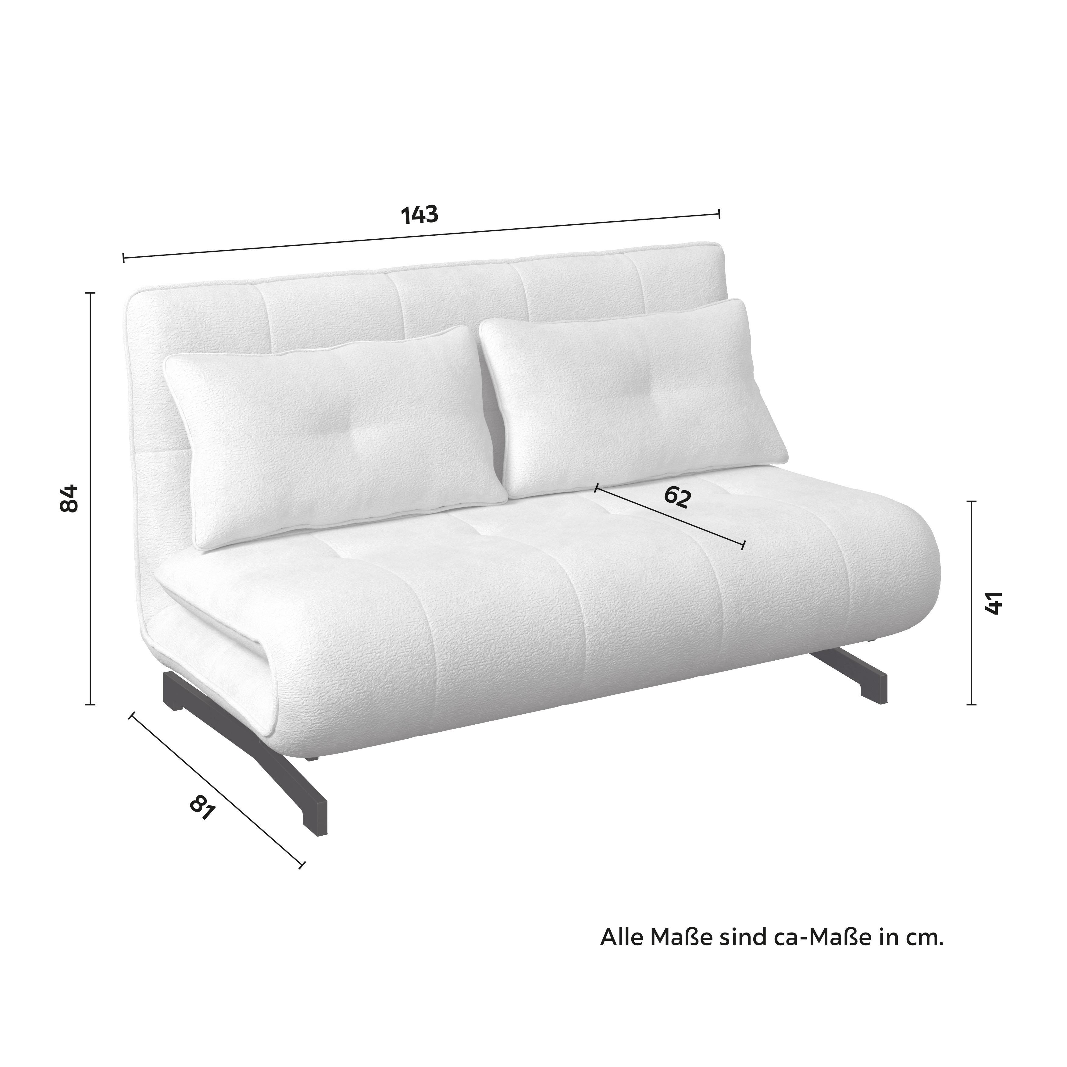 BÄDDSOFFA LUNA - vit/svart, Modern, metall/textil (143/84/81cm) - Bessagi Home