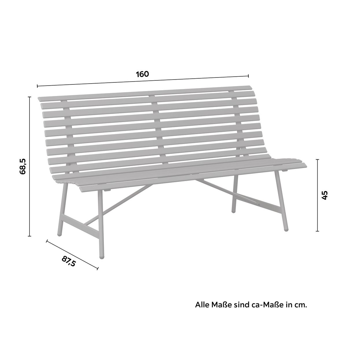 Gartenbank Tina Grün - Grün, MODERN, Metall (160/68,5/87,5cm) - Mömax