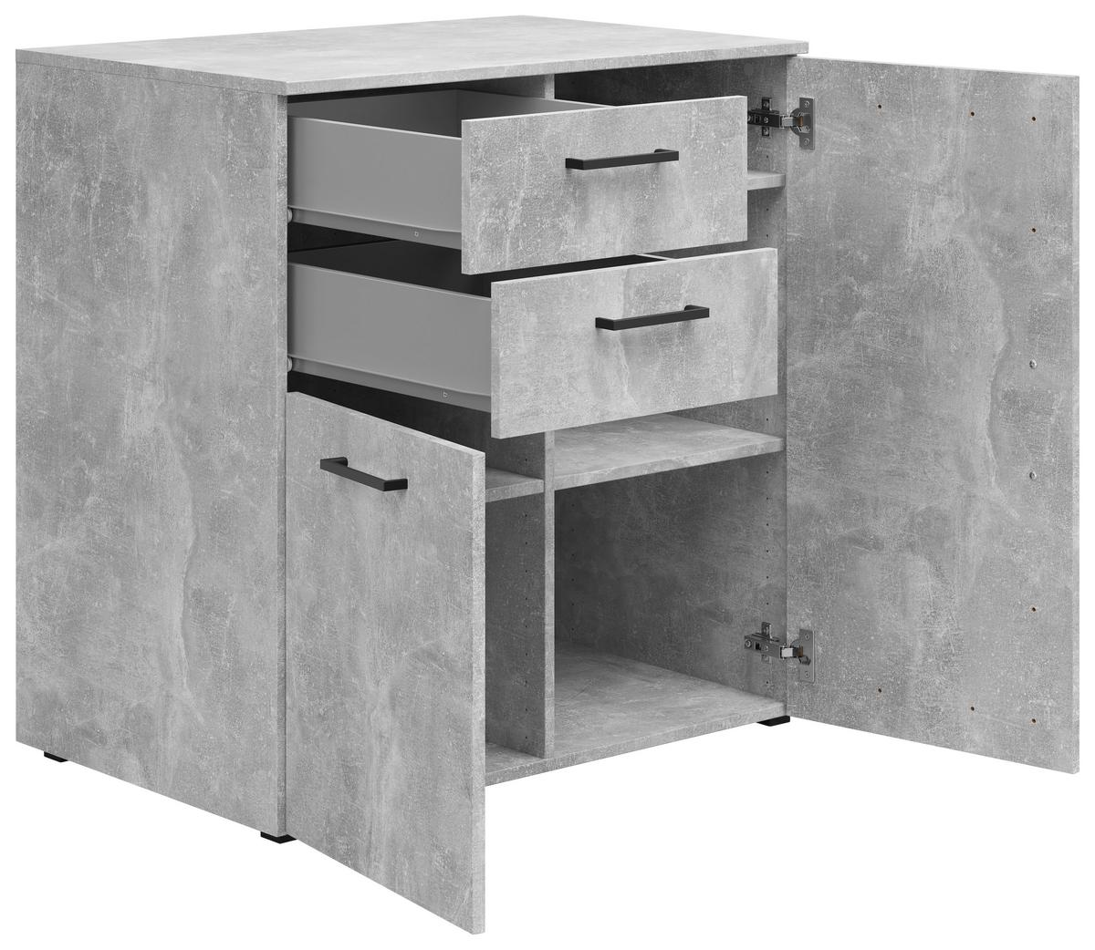 Kommode Multistauraum Betonoptik - Anthrazit/Schwarz, MODERN, Holzwerkstoff/Kunststoff (80/83/52cm) - Mömax
