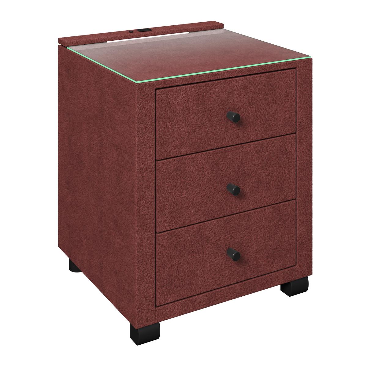 Noćni Ormarić Elysia - bordo, Trend, staklo/drvni materijal (48/68/45,5cm) - Premium Living