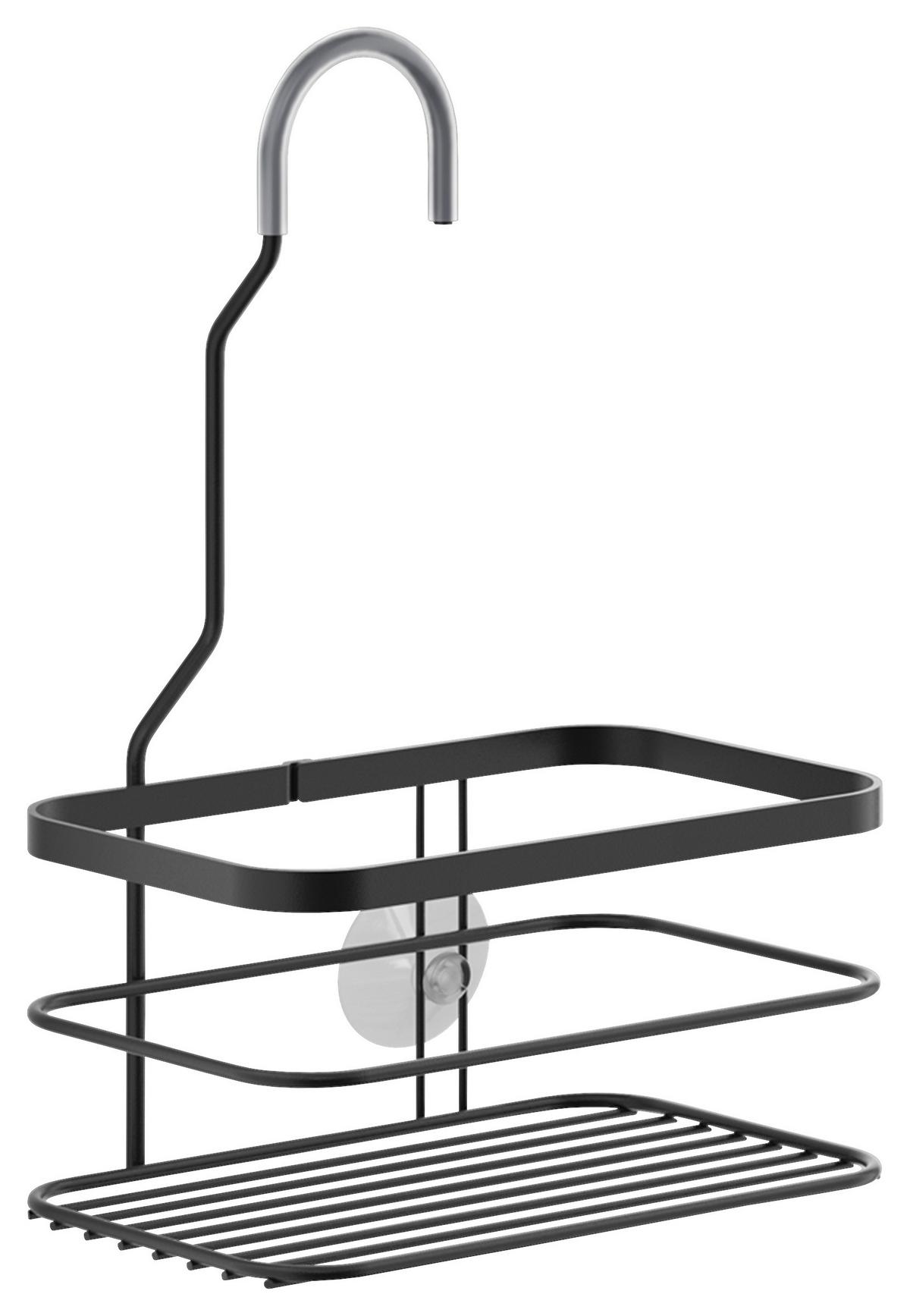 Fürdőszobai Polc Lava - fekete, Modern, fém (20/12/29cm)