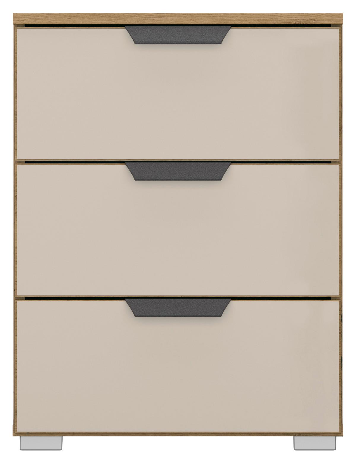 NOPTIERA ARTEMIS - stejar Artisan/șampanie, Modern, sticlă/material pe bază de lemn (47/62/42cm) - Modern Living