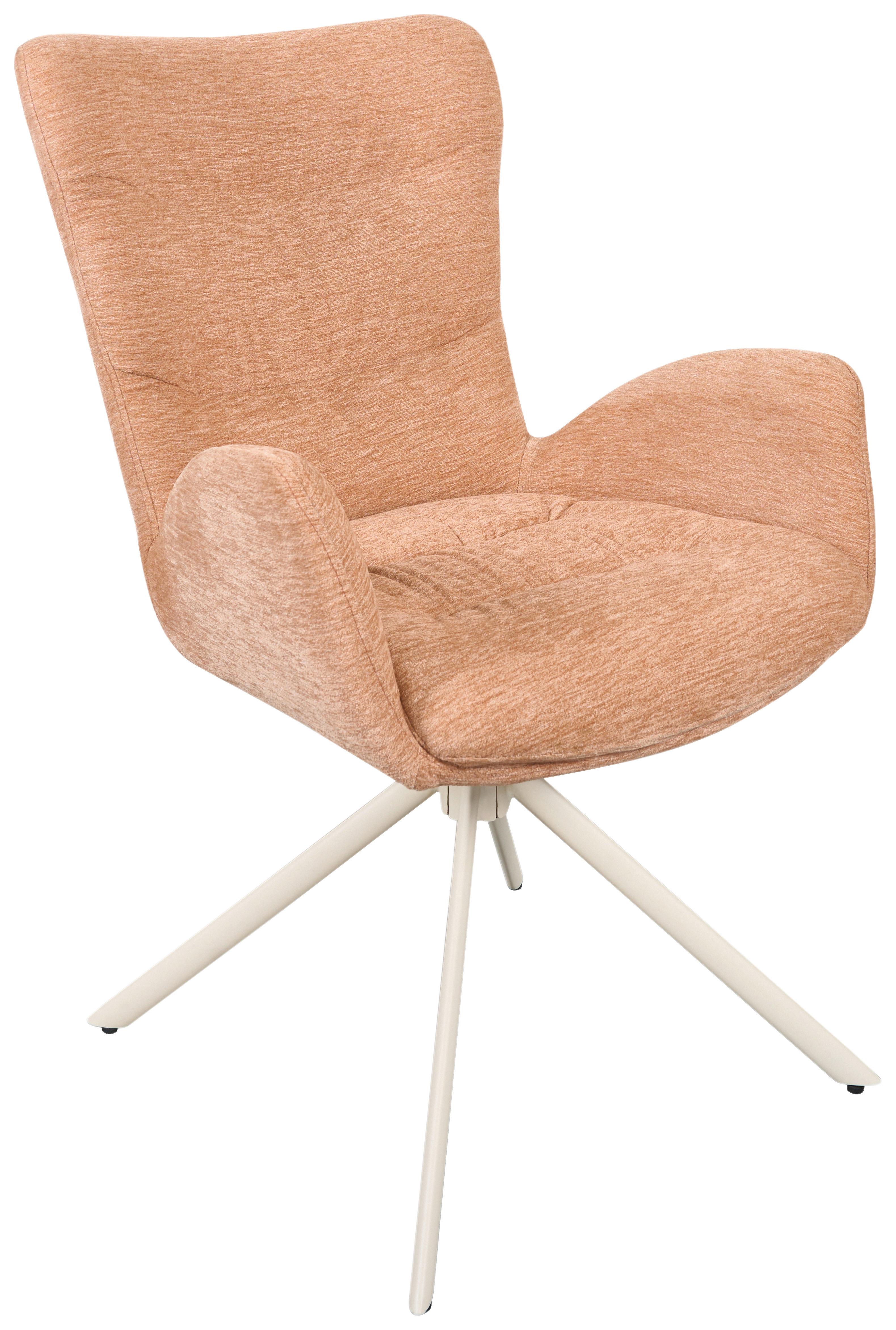 Armlehnstuhl Stella Rosa/beige - Beige/Rosa, Design, Textil/Metall (58/91/66cm) - Mömax