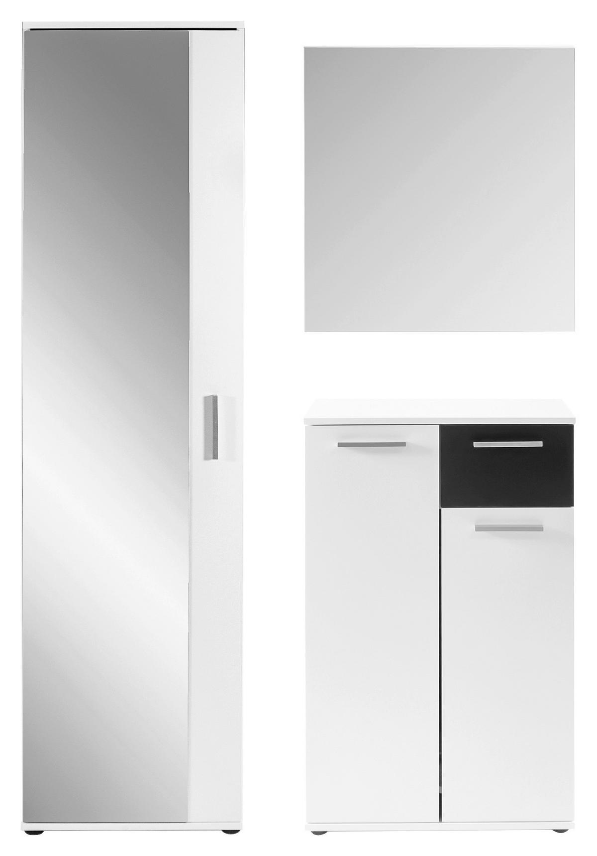 Kommode Jakob ca.60x102x30cm Schwarz,Weiß - Silberfarben/Schwarz, LIFESTYLE, Holzwerkstoff/Kunststoff (60/102/30cm) - MID.YOU