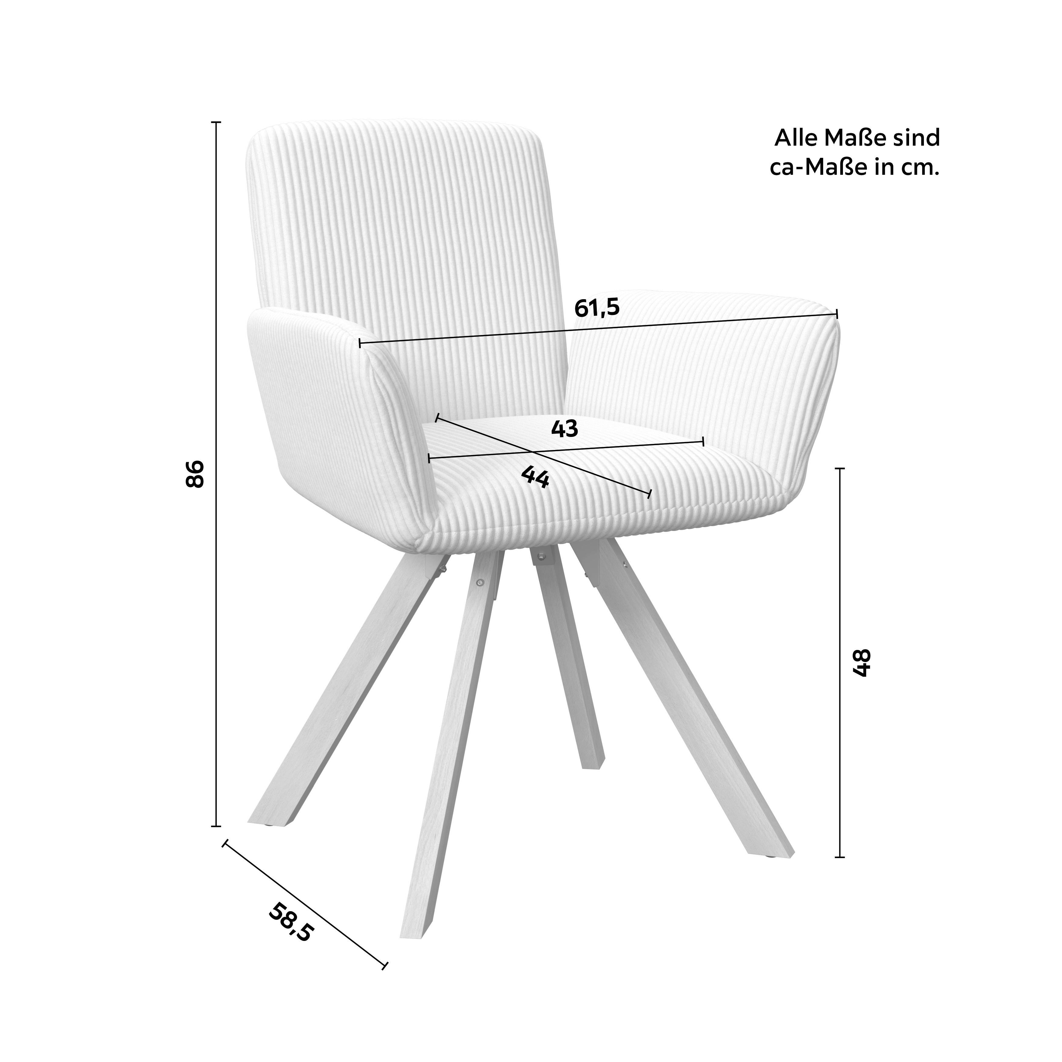 STOL MED ARMSTÖD MAIRO - bokfärgad/cremefärgad, Modern, trä/textil (61,5/86/58,5cm) - Bessagi Home