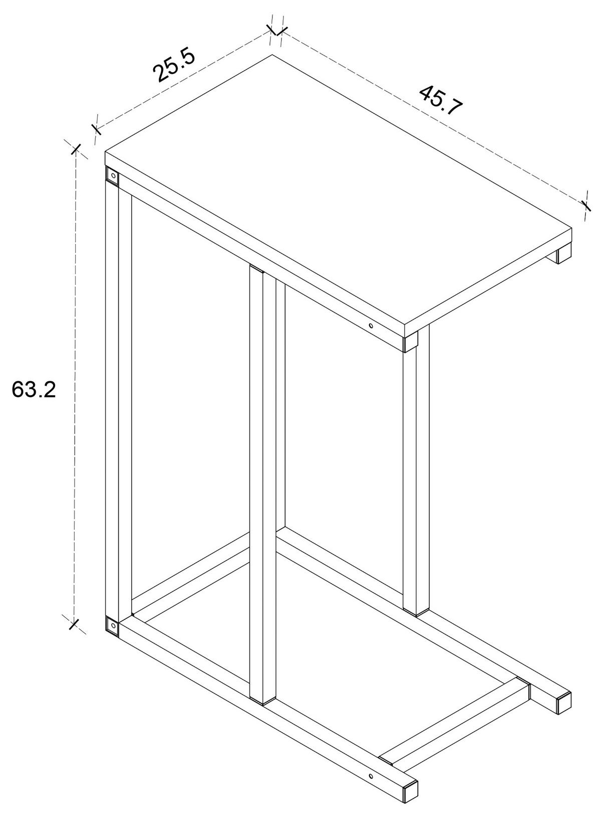 BEISTELLTISCH INSASI - Honigeiche/Schwarz, Design, Holzwerkstoff/Metall (46/26/63cm) - MID.YOU