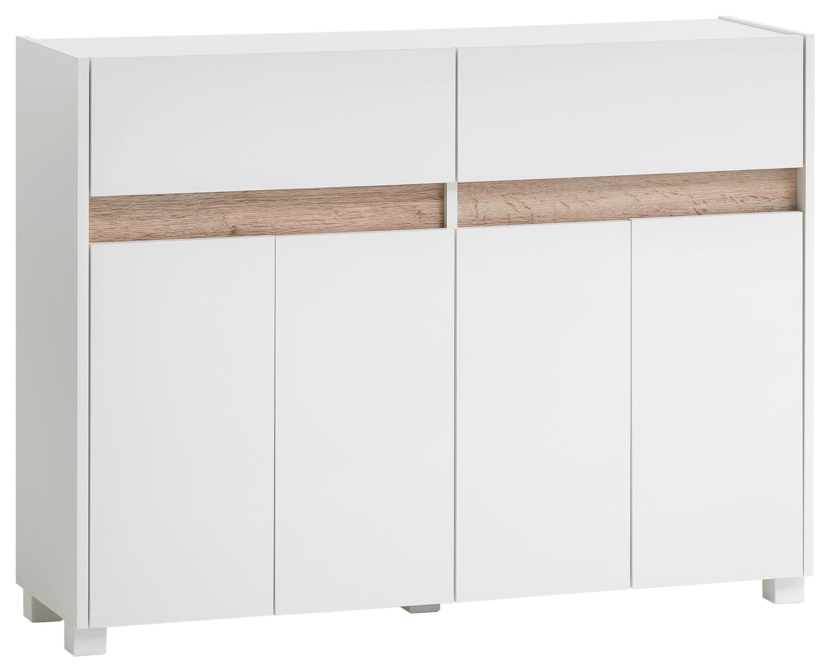 Kommode Cosmo ca.112,2x84,8x33cm Weiß - Silberfarben/Weiß, Design, Holzwerkstoff/Kunststoff (112,2/84,8/33cm) - MID.YOU