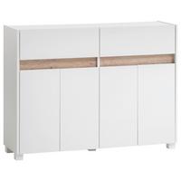 Kommode Cosmo ca.112,2x84,8x33cm Weiß - Silberfarben/Weiß, Design, Holzwerkstoff/Kunststoff (112,2/84,8/33cm) - MID.YOU