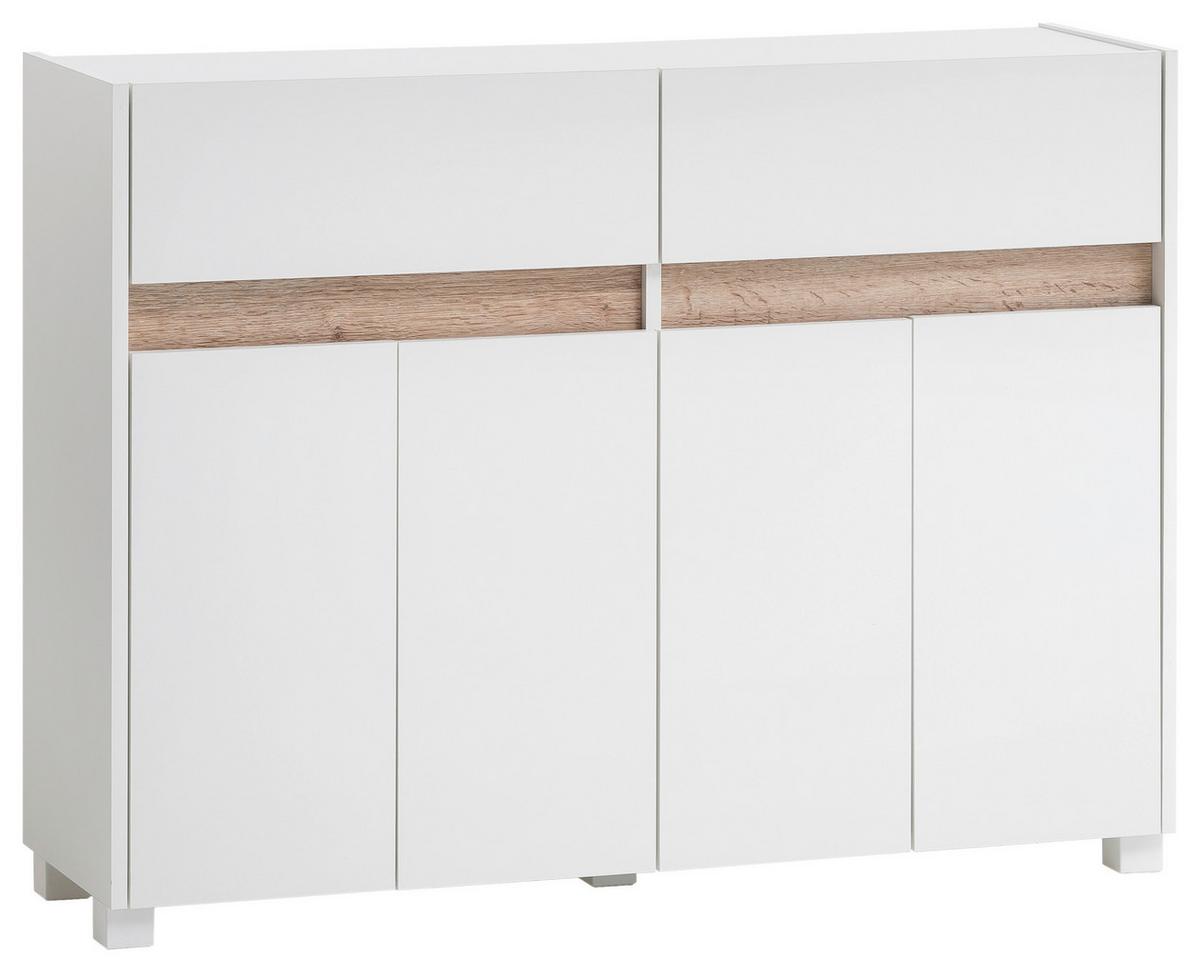 Kommode Cosmo ca.112,2x84,8x33cm Weiß - Silberfarben/Weiß, Design, Holzwerkstoff/Kunststoff (112,2/84,8/33cm) - MID.YOU