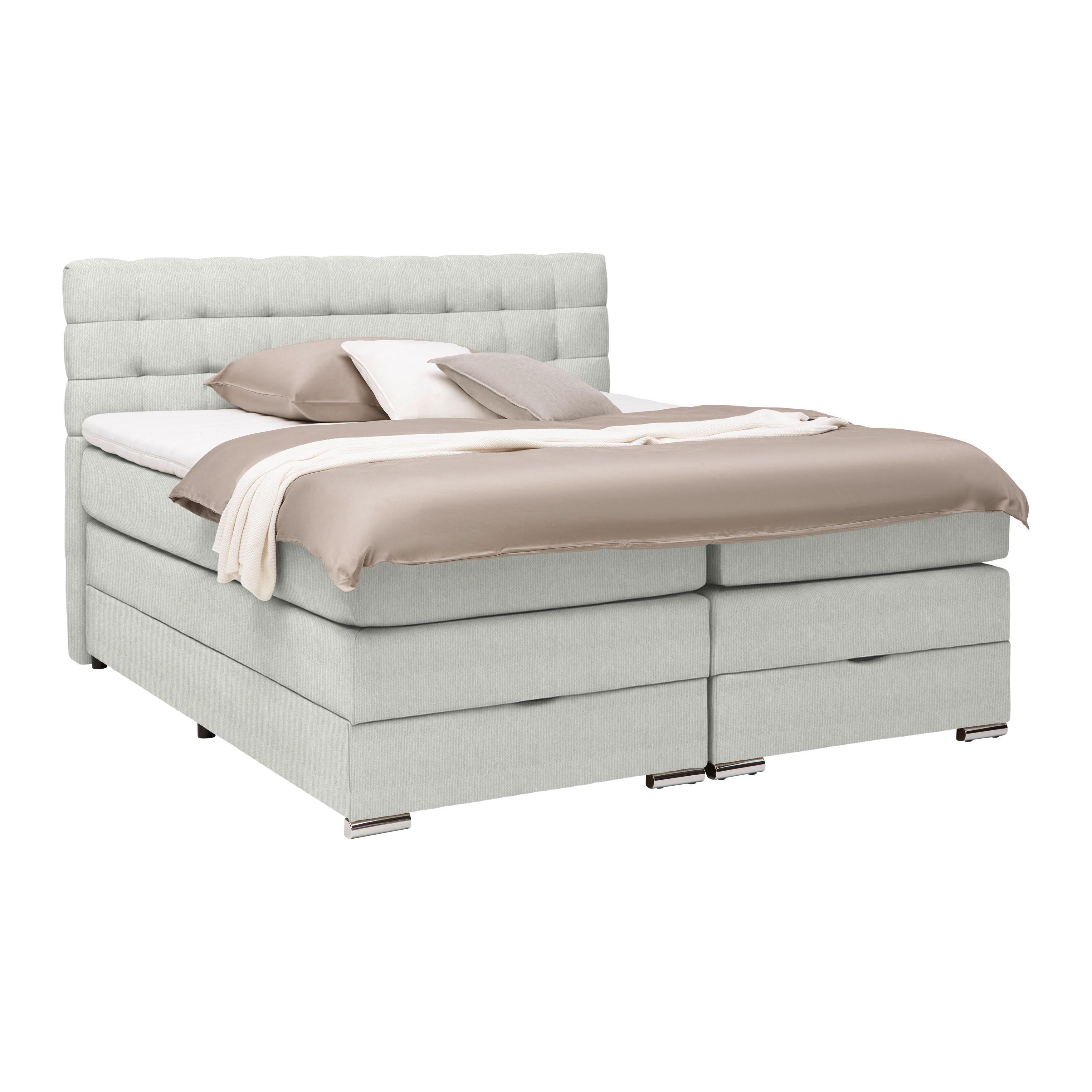 Boxspringbett London Grau ca. 180x200cm - Chromfarben/Grau, MODERN, Holz/Holzwerkstoff (180/200cm) - Premium Living
