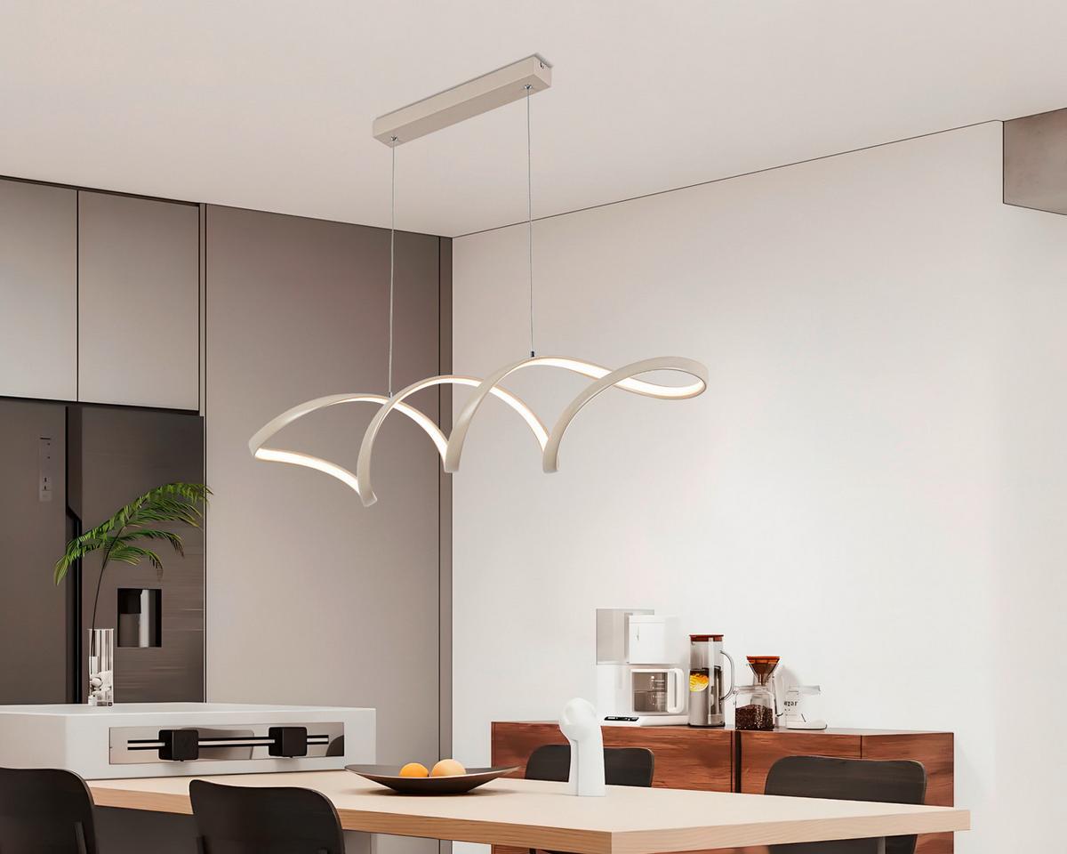 LAMPA WISZĄCA LED BROWNSVILLE *SBN* - kolor piaskowy, Design, tworzywo sztuczne/metal (100/22/120cm) - Novel