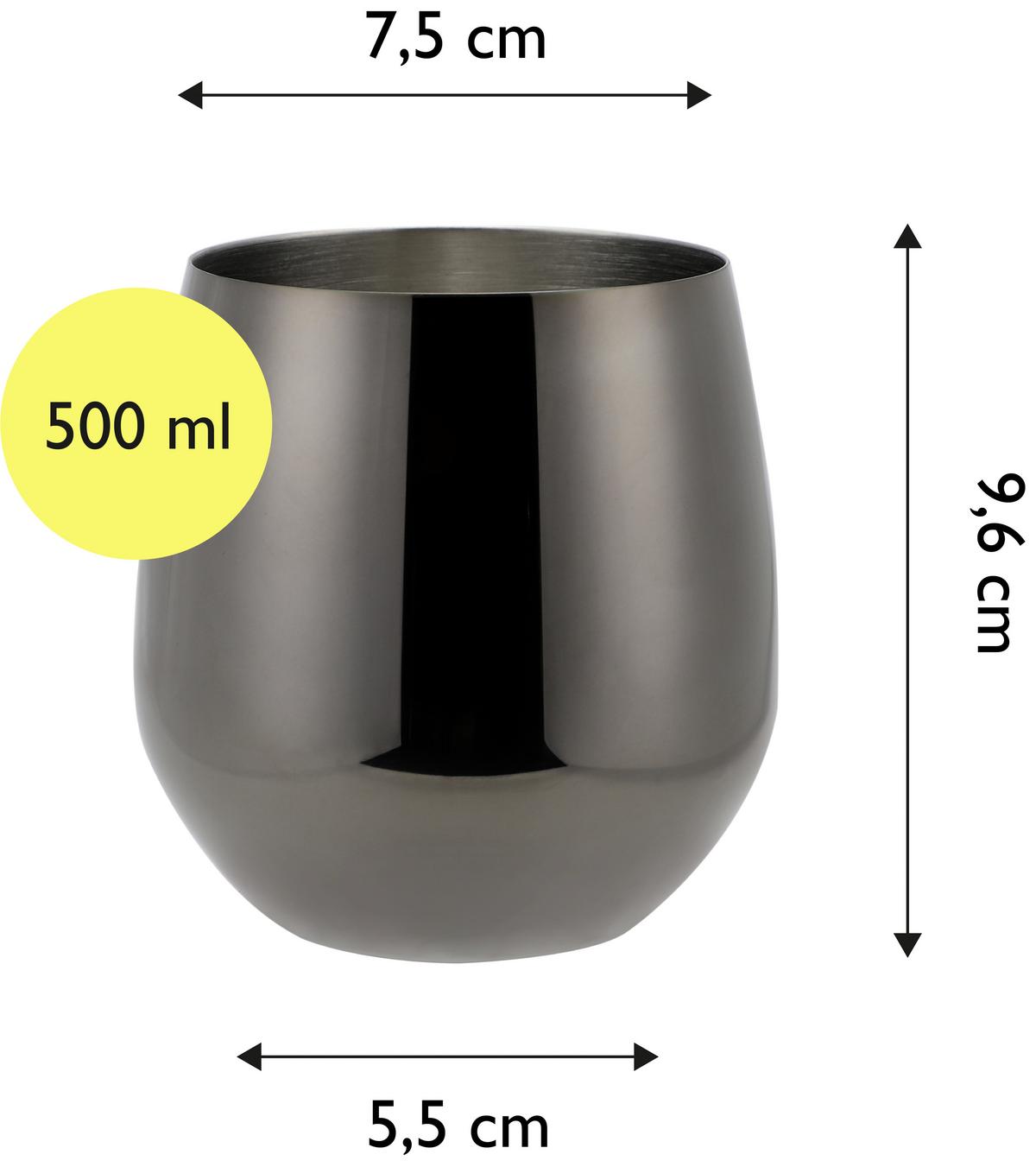 Gläserset Echtwerk Schwarz, 6-teilig - Schwarz, Trend, Metall (9,6cm) - Echtwerk