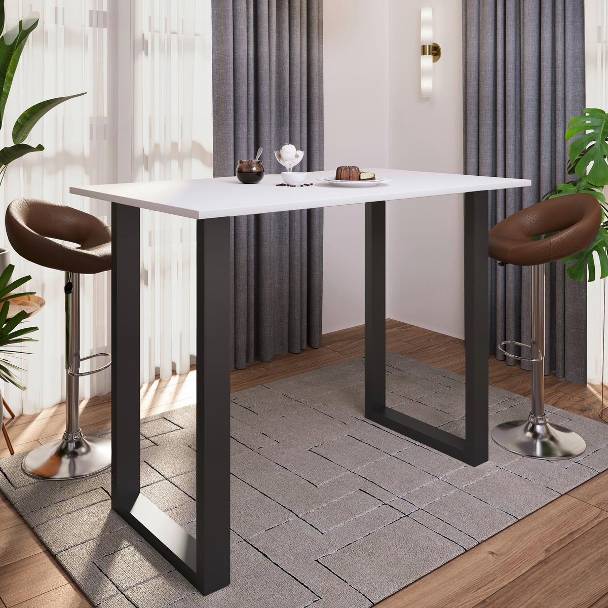 Bartisch XONA Schwarz/ Weiß ca.140x102x80cm - Anthrazit/Schwarz, KONVENTIONELL, Holzwerkstoff/Metall (140/80/102cm)