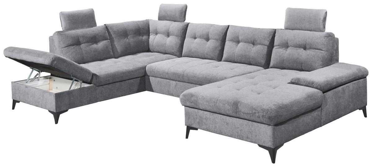 Wohnlandschaft Durban U ca. 218x324x170 cm Grau - Schwarz/Grau, KONVENTIONELL, Kunststoff/Textil (218/324/170cm) - MID.YOU