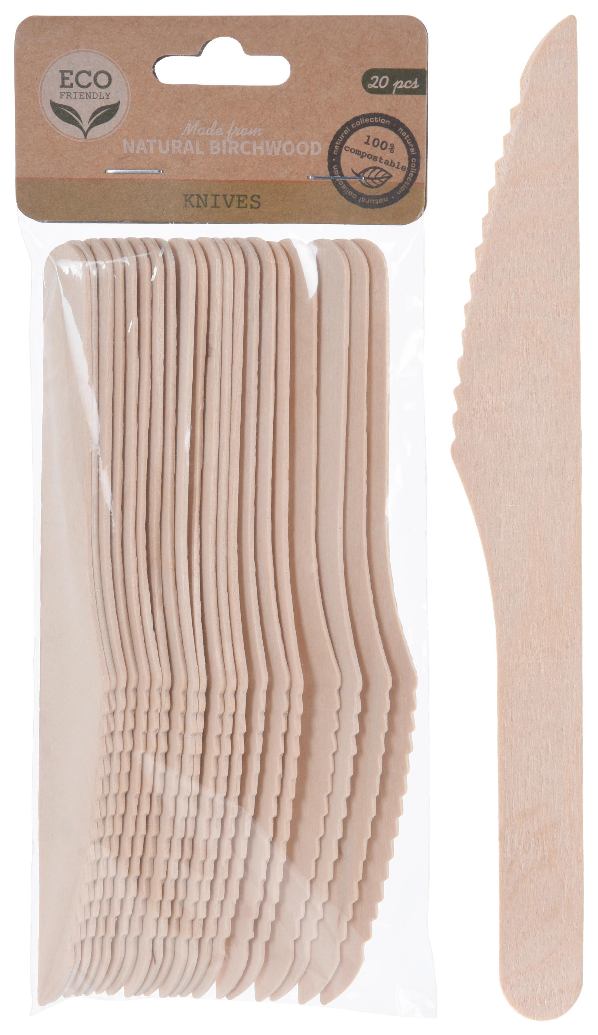 Eldobható Késszett 20db/csomag - fa (16,5cm)