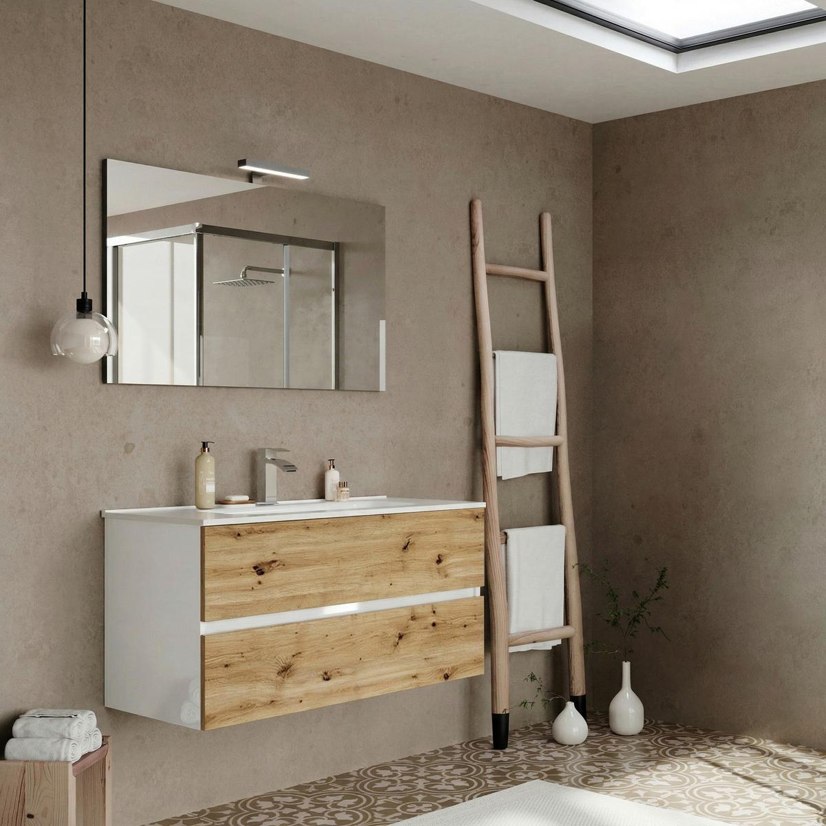 Element Ispod Umivaonika Easy - hrast Artisan/bijela visoki sjaj, Moderno, drvni materijal (120/51/46cm)