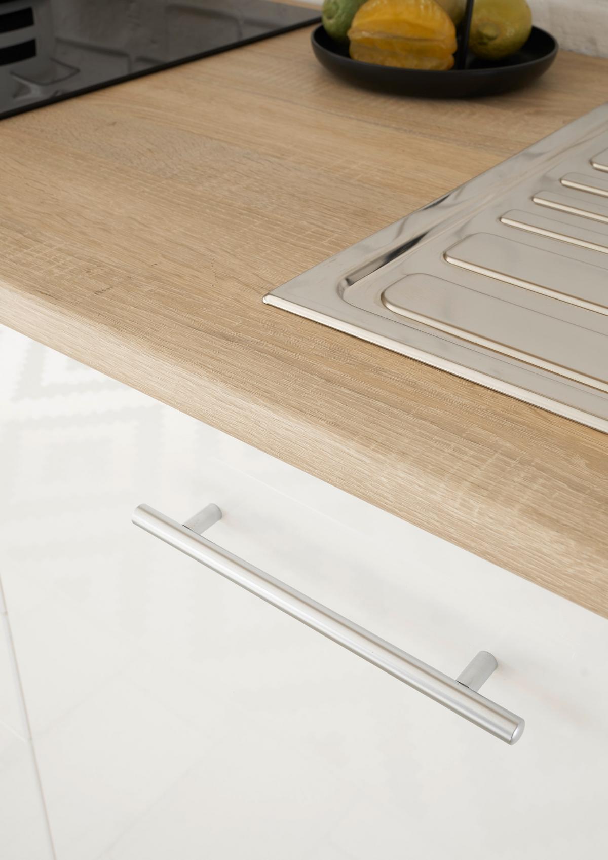Moderen Kuhinjski Blok Brez Aparatov Laurel, Bela, Hrast - bela/hrast sonoma, Moderno, leseni material (310cm) - MID.YOU