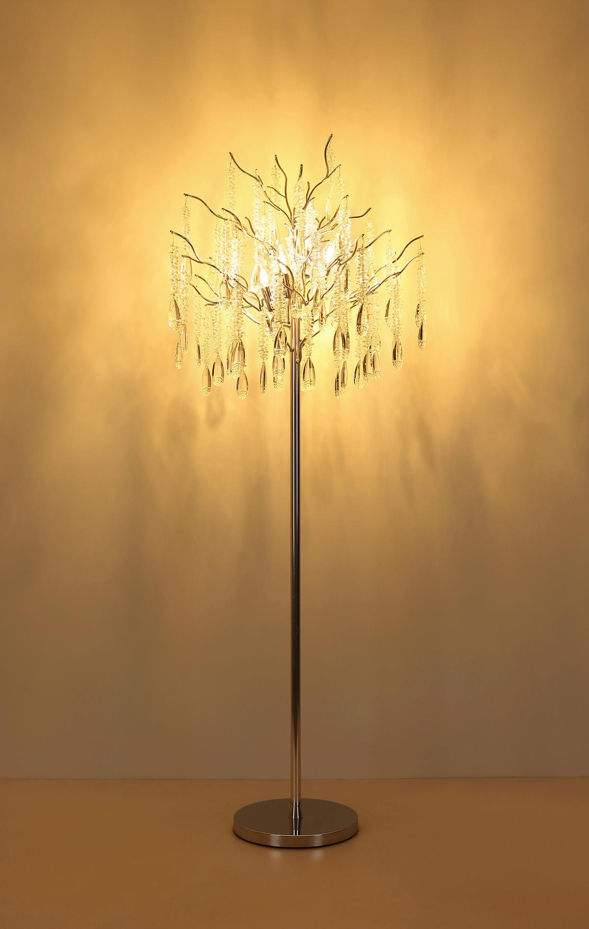 Podna Svjetiljka Kinga - srebrne boje/prozirno, Konvencionalno, staklo/metal (55/165cm) - Globo