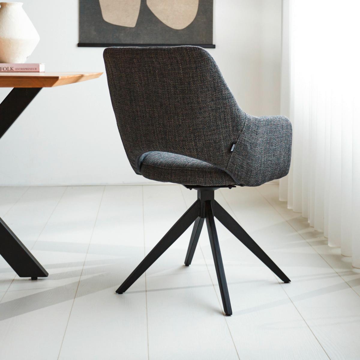 Stuhl Asher Anthrazit - Anthrazit/Schwarz, MODERN, Textil/Metall (54,5/85/61,5cm) - MID.YOU