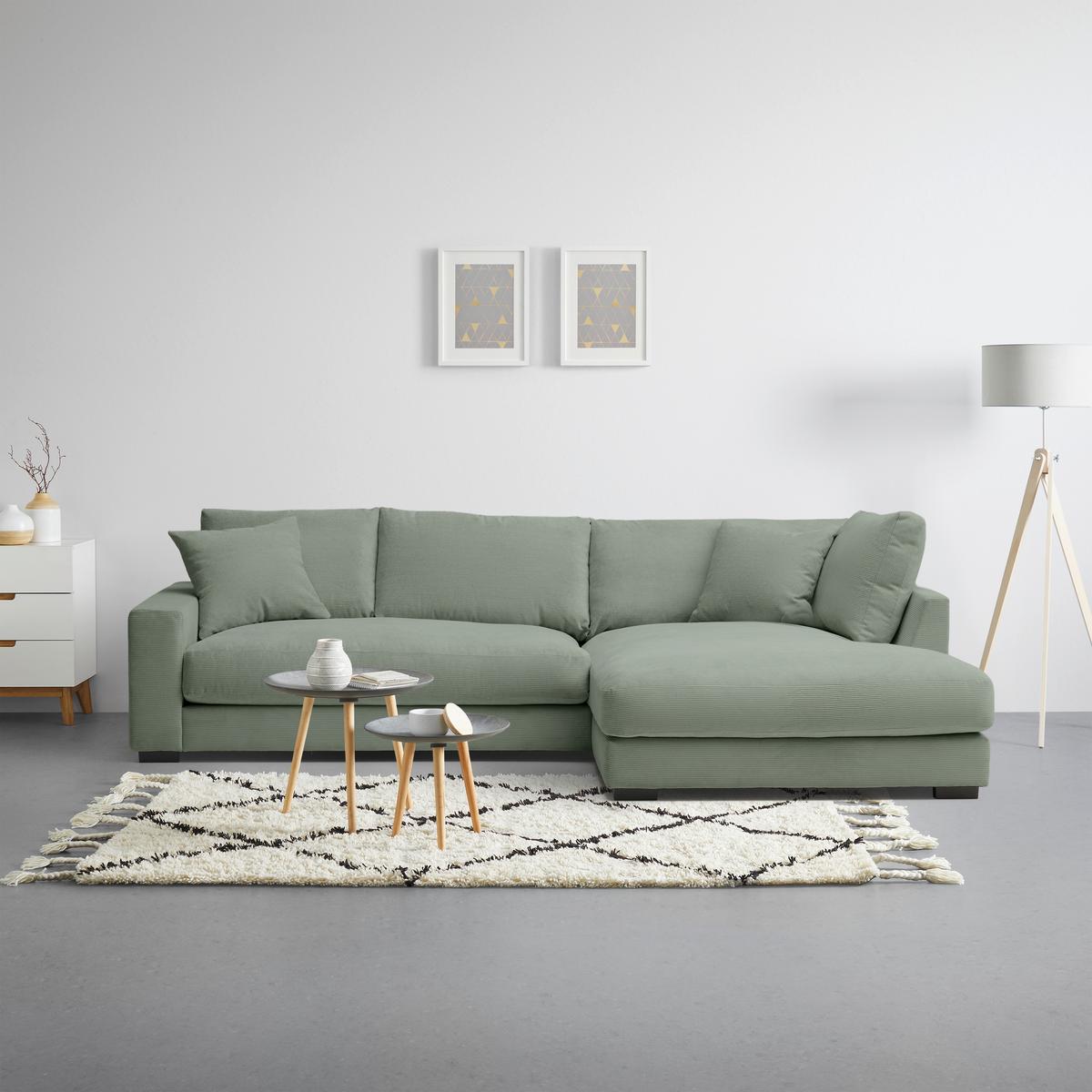 Ecksofa Pedro Hellgrün - Schwarz/Hellgrün, MODERN, Kunststoff/Textil (300/190cm) - Mömax