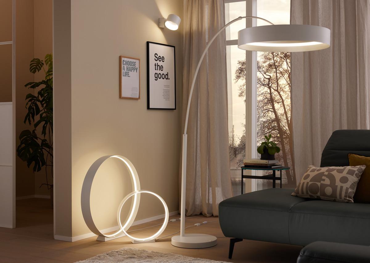 LAMPA STOŁOWA LED MR54461131 LOOP - kolor srebrny/biały, Konventionell, metal (45/45cm) - Musterring