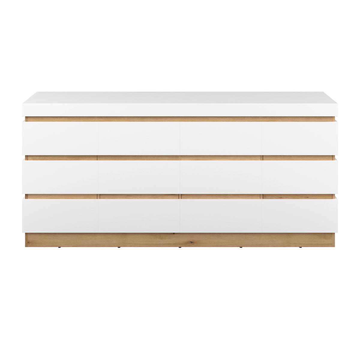 Comodă cu uși CALABRIA - alb/culoare lemn stejar, Trend, material pe bază de lemn (201,2/92,5/45cm) - Modern Living