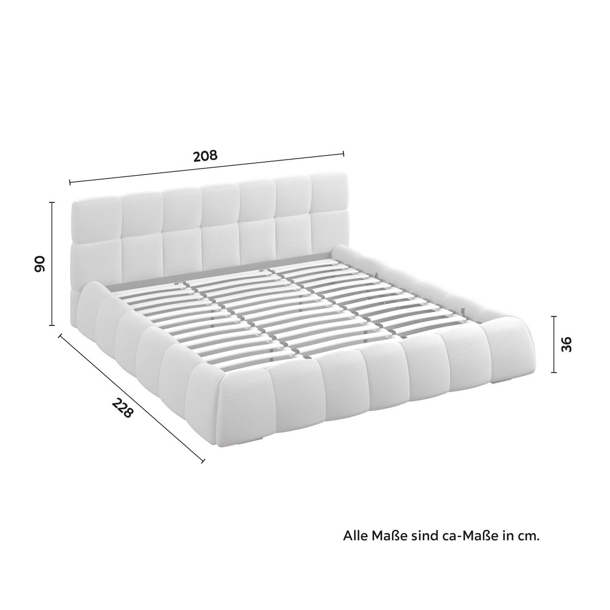Kárpitozott Ágykeret Marija - világosszürke/natúr színű, Modern, textil/fa (180/200cm) - Bessagi Home