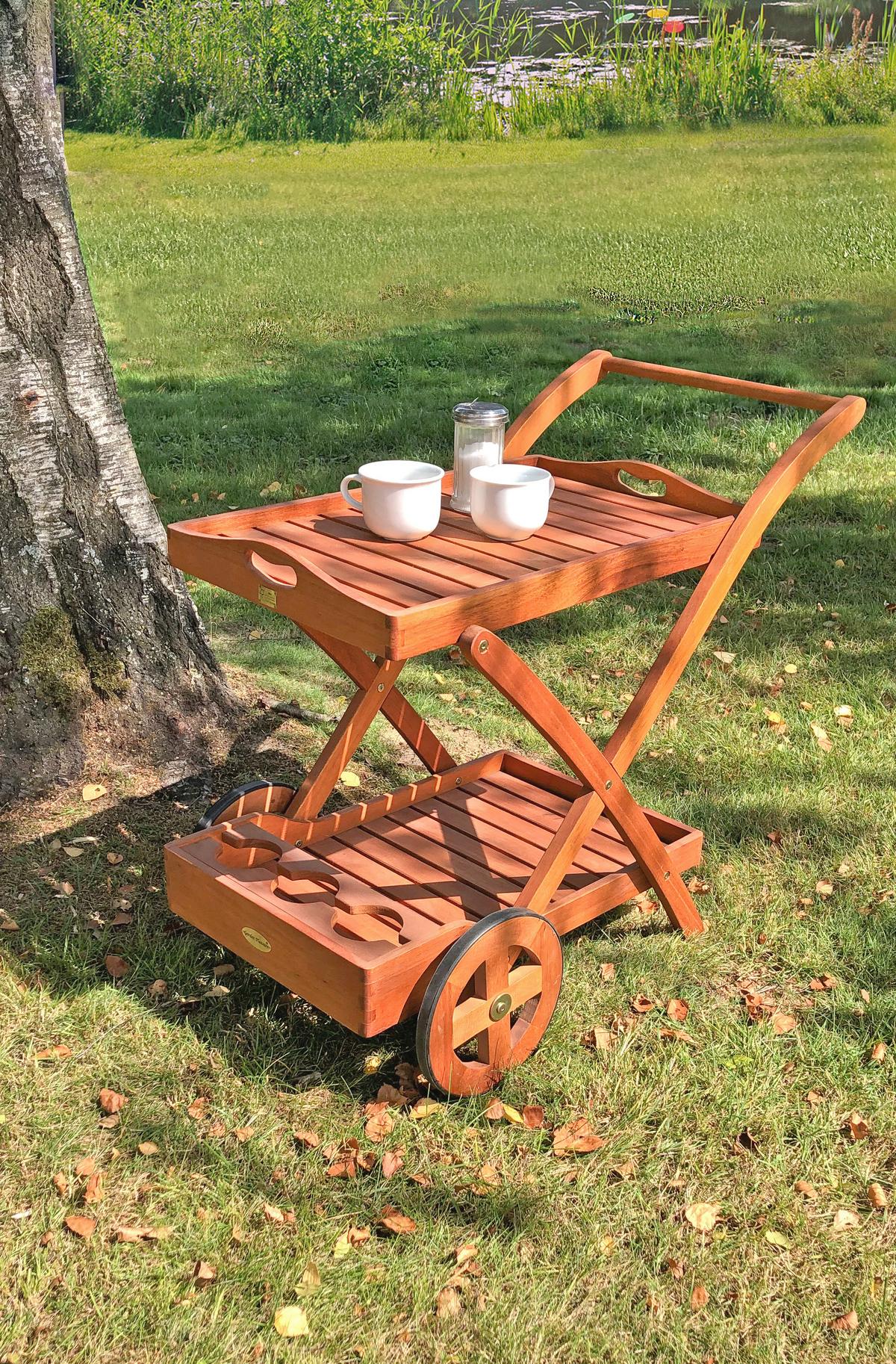 Servierwagen Toledo ca. 80x54x88 cm Holz geölt - Eukalyptusholzfarben, Basics, Holz (80/54/88cm) - Gardenson