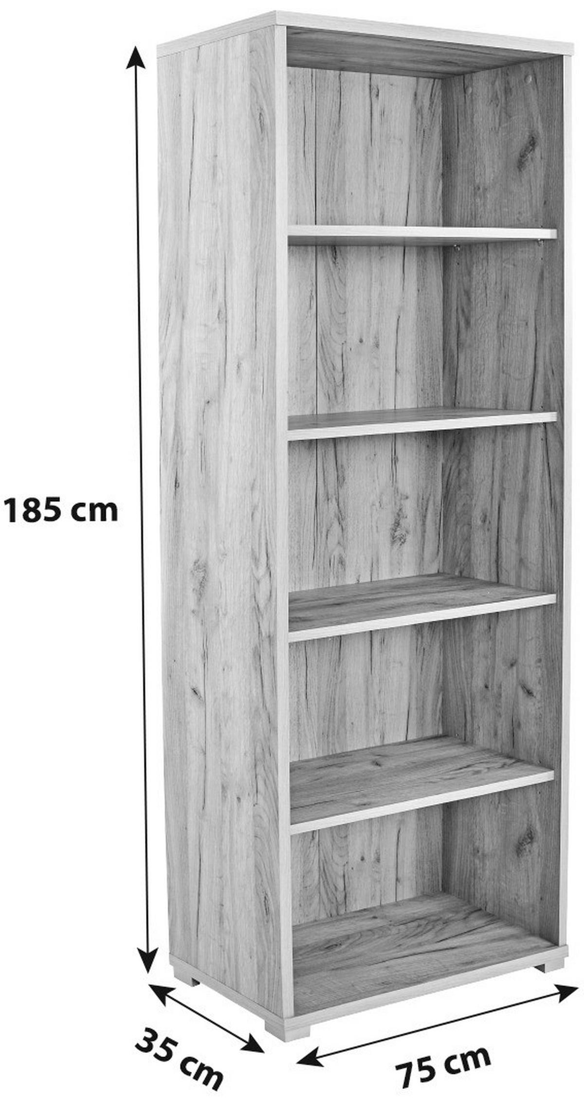 Pisarniški Regal Profi - barve kroma/barve hrasta, Moderno, umetna masa/leseni material (75/185/35cm) - Mömax