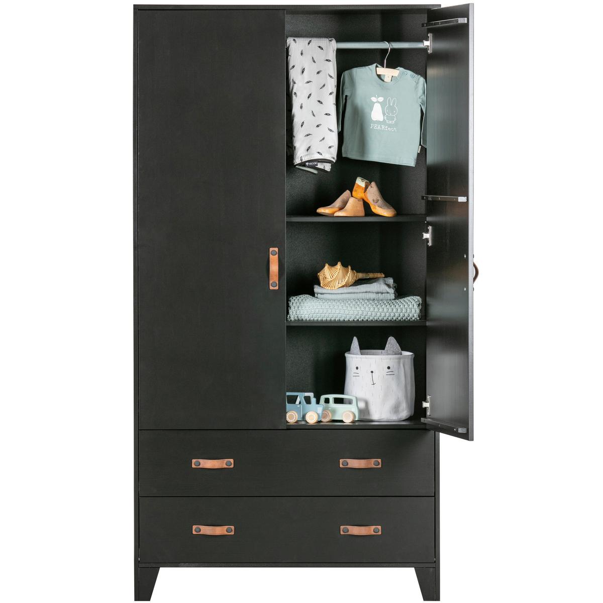 Drehtürenschrank Dian Schwarz - Schwarz, Basics, Holz (94/180/40cm) - MID.YOU