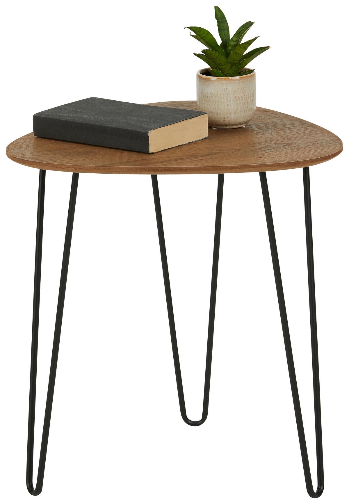 Beistelltisch in Eiche/Schwarz - Eichefarben/Schwarz, MODERN, Holzwerkstoff/Metall (40/40/43cm) - Mömax